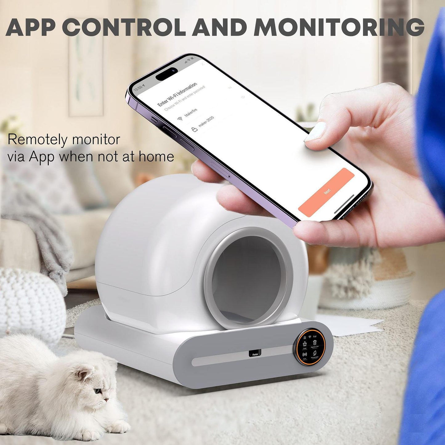 Automatic Self-Cleaning Cat Litter Box Robot - 65L+9L Waste Capacity, App Control