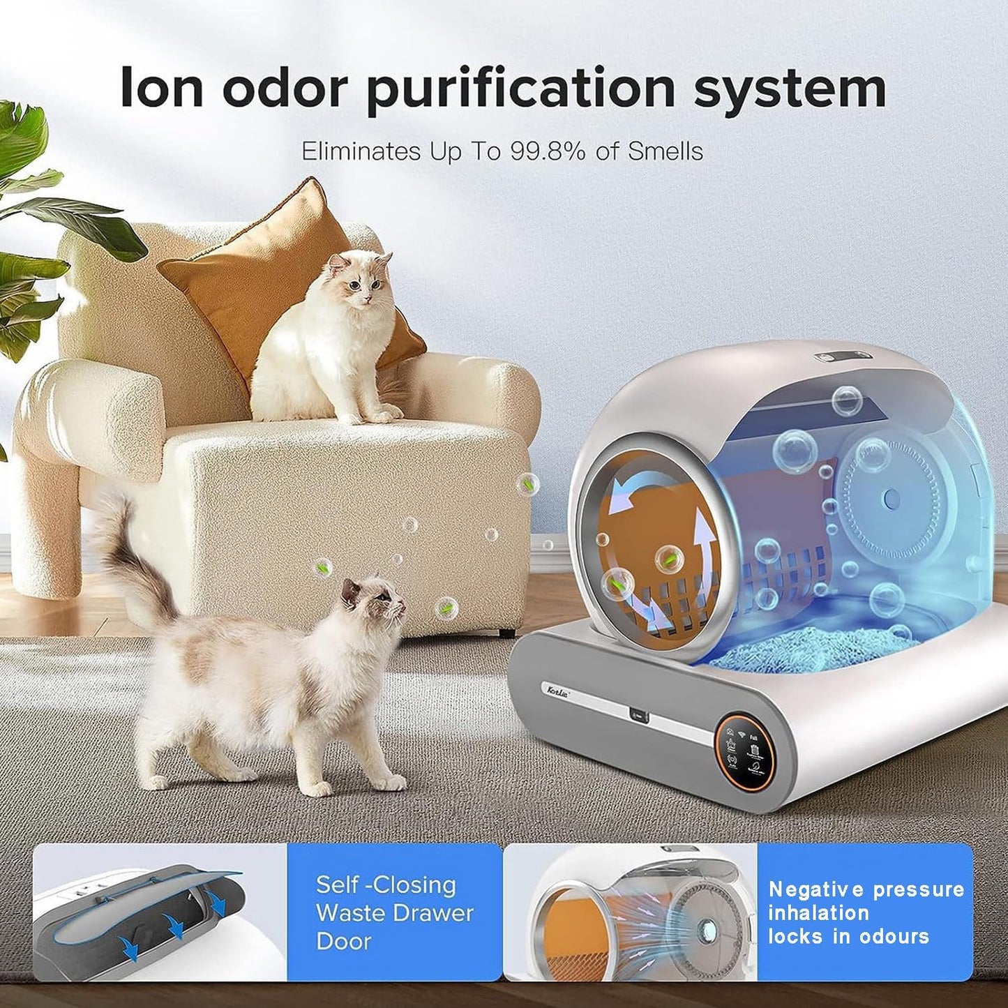 Automatic Self-Cleaning Cat Litter Box Robot - 65L+9L Waste Capacity, App Control