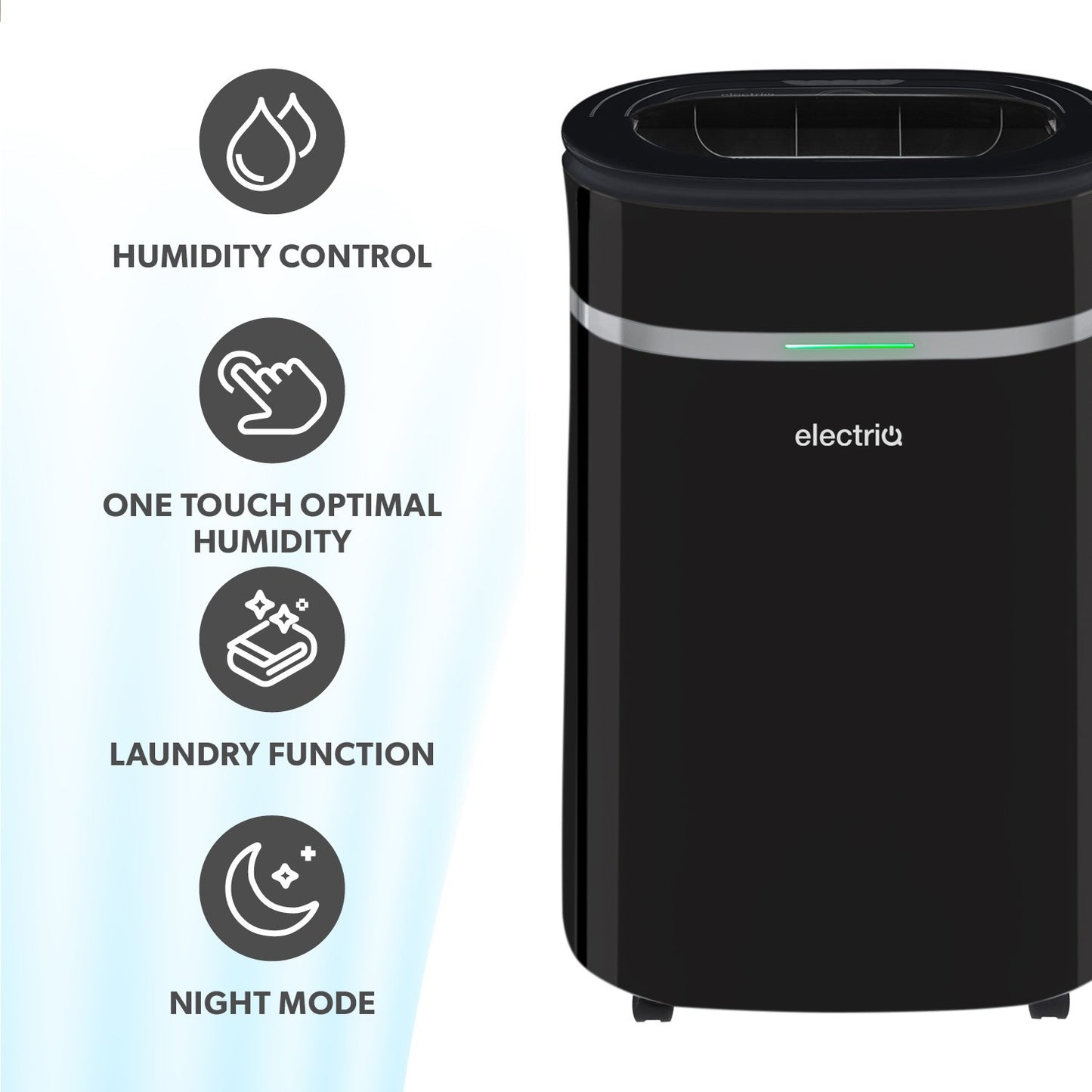 electriQ 12L Low-Energy Quiet Laundry Dehumidifier - Black